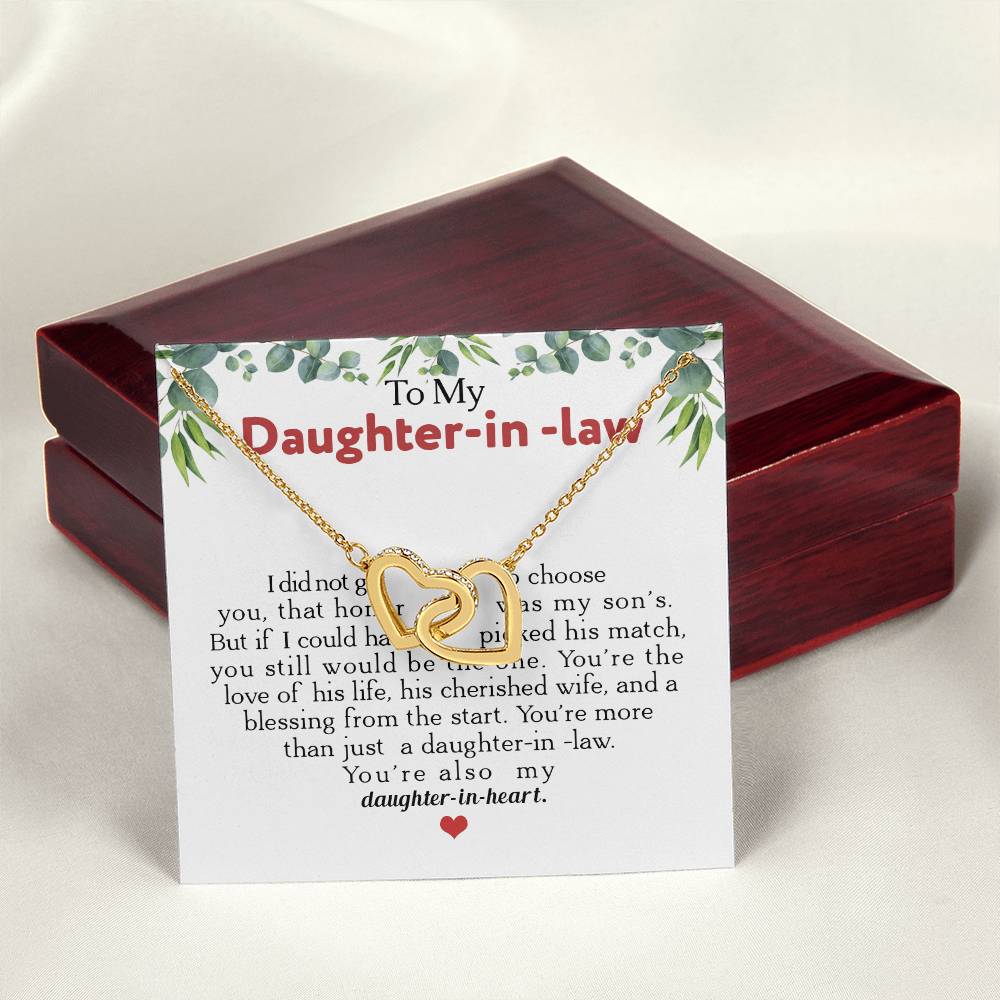 To My Daughter-In-Law You'Re Also My Daughter In Heart Interlocking Hearts Necklace