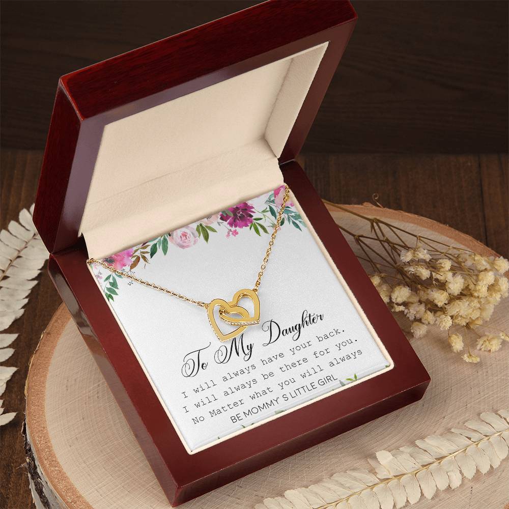 To My Daughter Interlocking Hearts Necklace Message Card