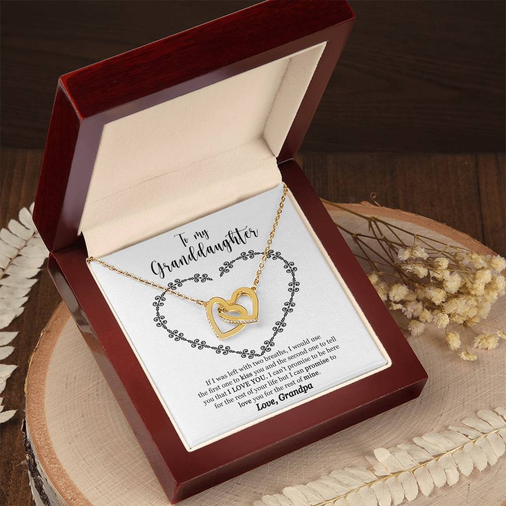 To My Granddaughter - I Promise To Love You For The Rest Of My Life Interlocking Hearts Necklace
