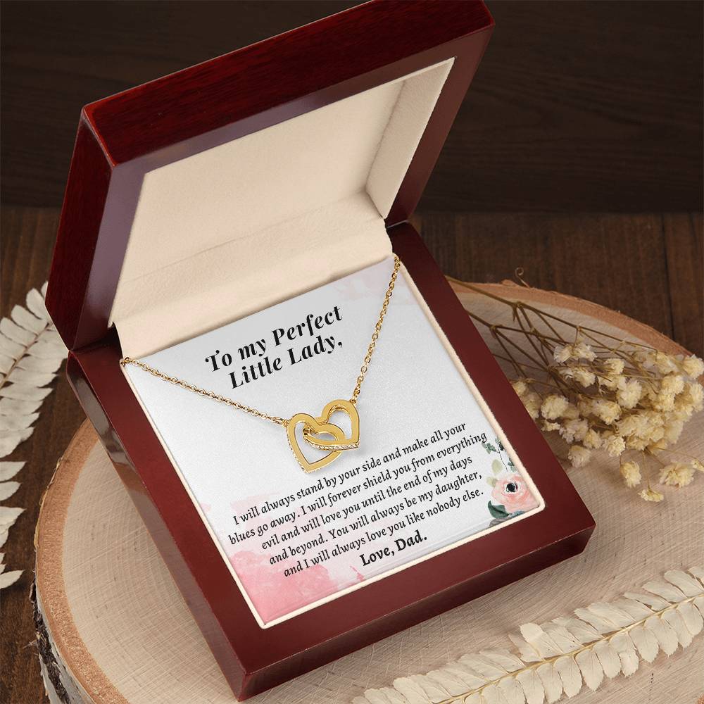 Gift For Daughter From Dad - I Will Always Love You Like Nobody Else Interlocking Hearts Necklace
