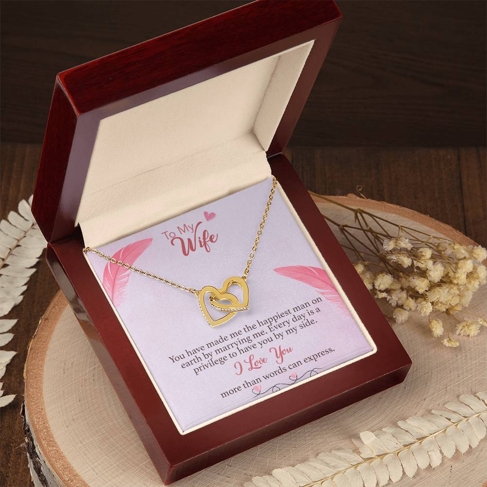 To Wife Interlocking Hearts Necklace