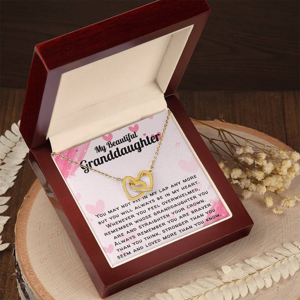 Beautiful Granddaughter Necklace - You Will Always Be In My Heart Interlocking Hearts Necklace