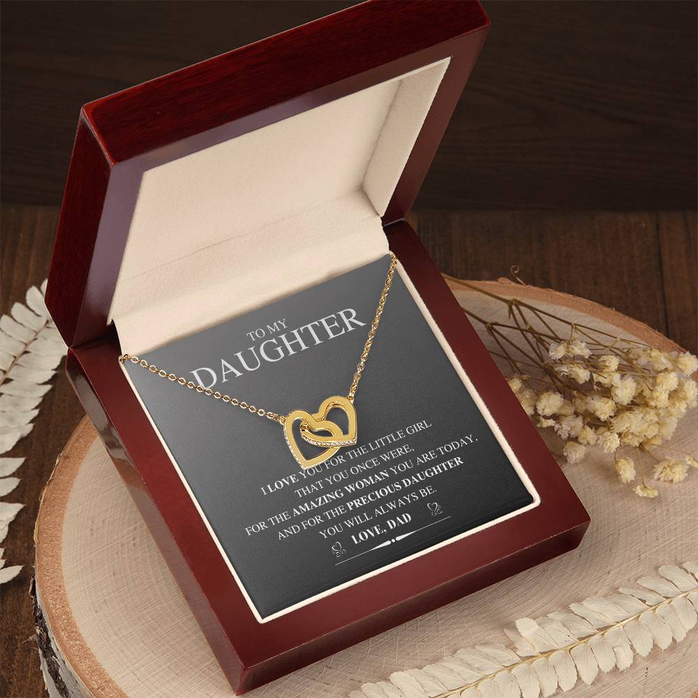 To My Daughter Necklace Gift From Dad Father Daughter Jewelry Gifts Birthday Gift For My Daughter Necklace Interlocking Hearts Necklace
