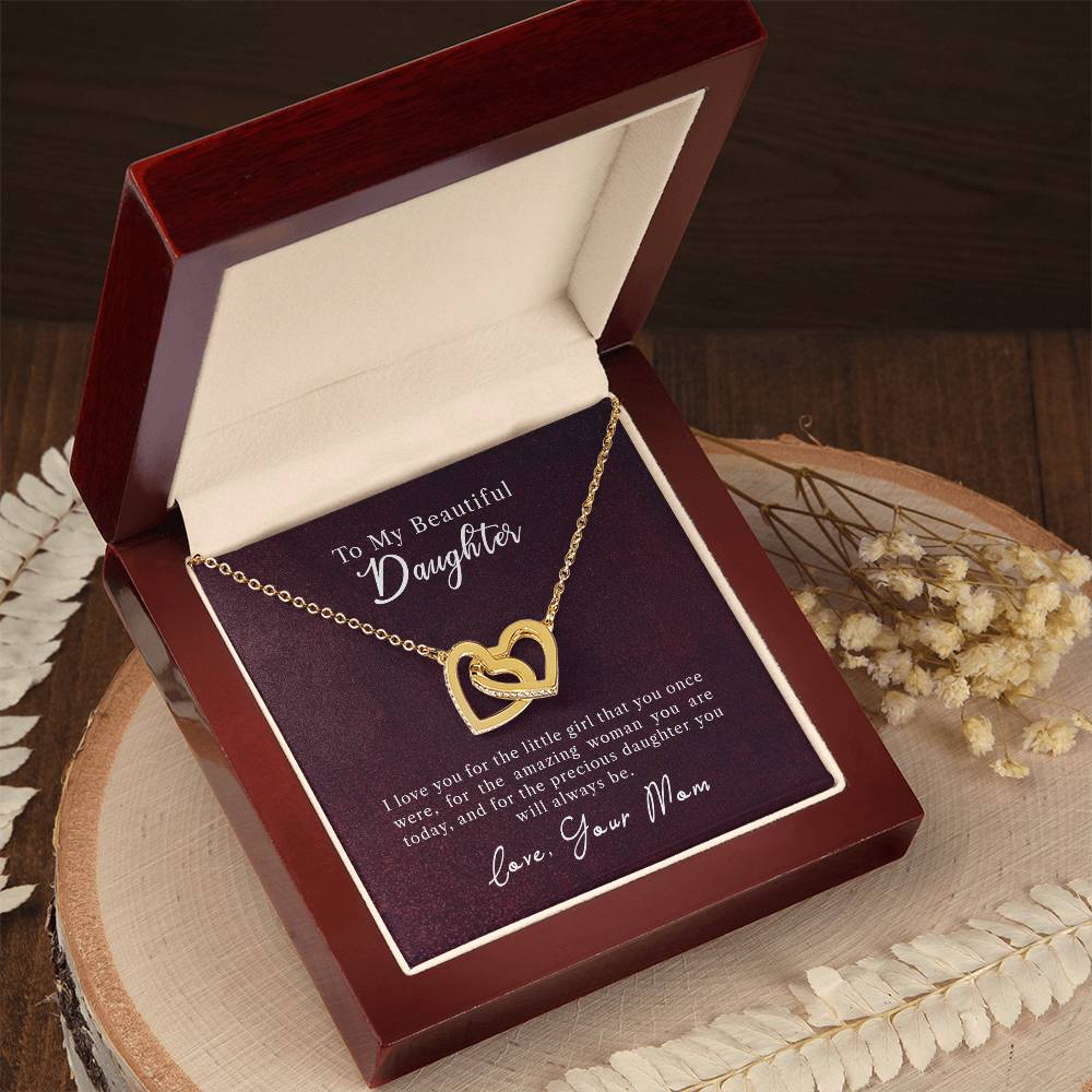To My Daughter - Precious Daughter - Necklace Interlocking Hearts Necklace