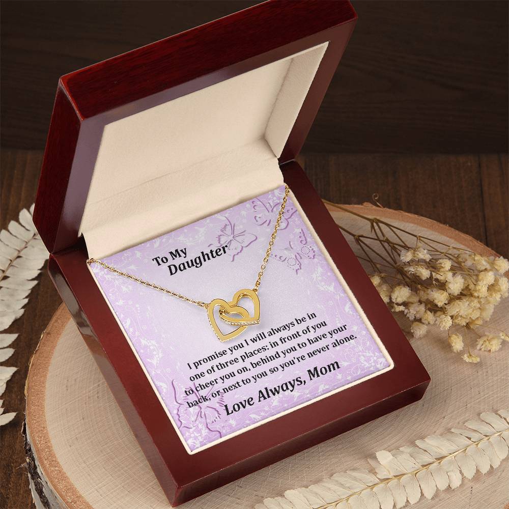 To My Daughter Always With You Never Ending Love Hearts Necklace Love Mom Interlocking Hearts Necklace