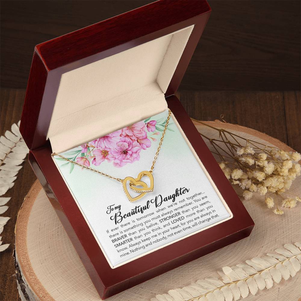 To My Granddaughter - Braver Stronger Smarter - Necklace Interlocking Hearts Necklace