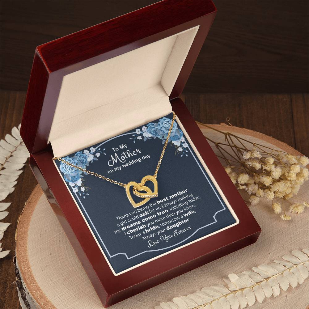 To My Mother On My Wedding Day - Thank You - Necklace Interlocking Hearts Necklace