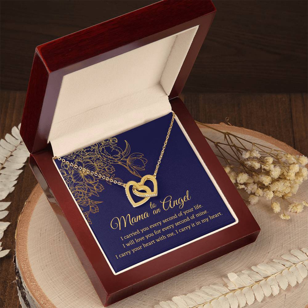 Mama To An Angel - Interlocking Hearts - Miscarriage Gift Necklace Angel Baby Miscarriage Keepsake Pregnancy Loss Bereavement Gift Stillborn Interlocking Hearts Necklace
