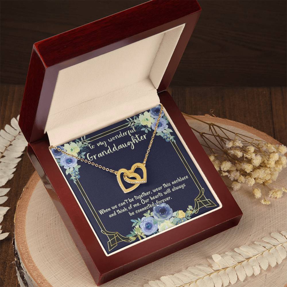 To My Wonderful Granddaughter Our Hearts Will Always Be Connected Necklace Gift From Grandmother Gift From Grandfather Interlocking Hearts Necklace