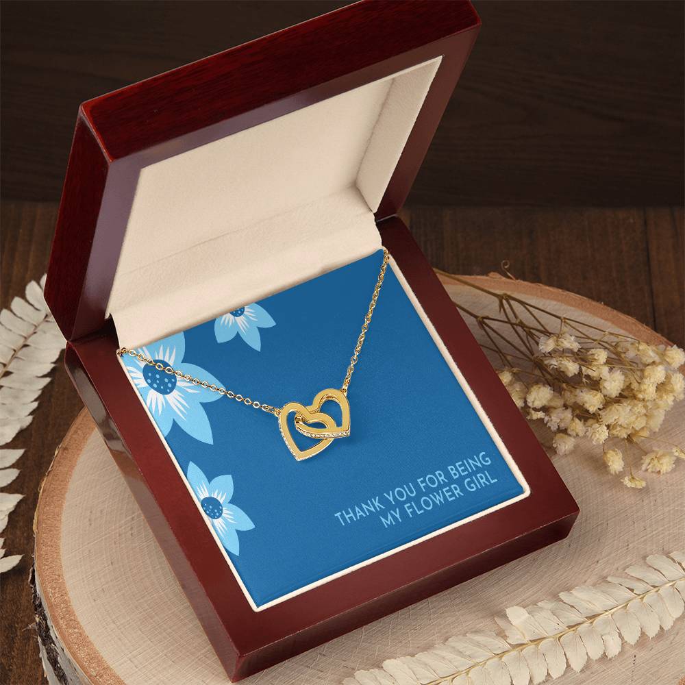 Flower Girl Necklace Personalized Flower Girl Gift Bridal Party Gift Thank You For Being My Flower Girl Card Wedding Gift Box Interlocking Hearts Necklace