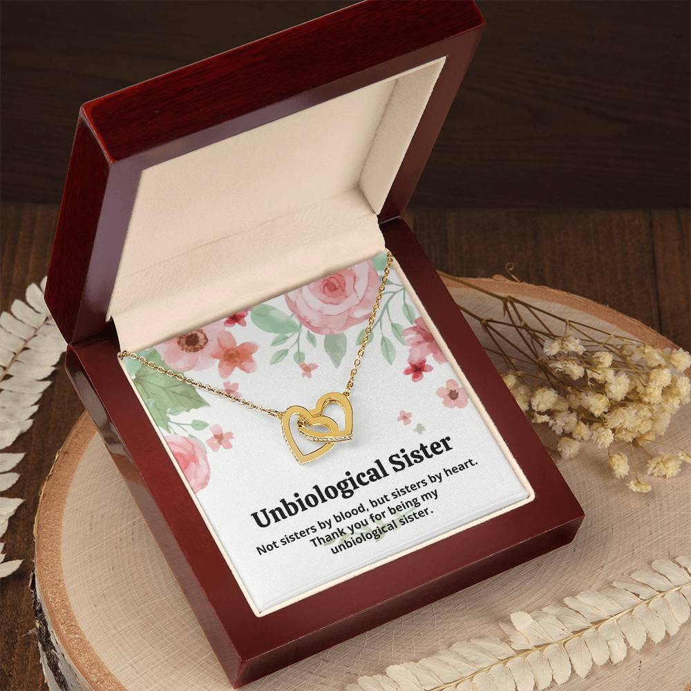 Unbiological Sister Necklace Interlocking Hearts Necklace