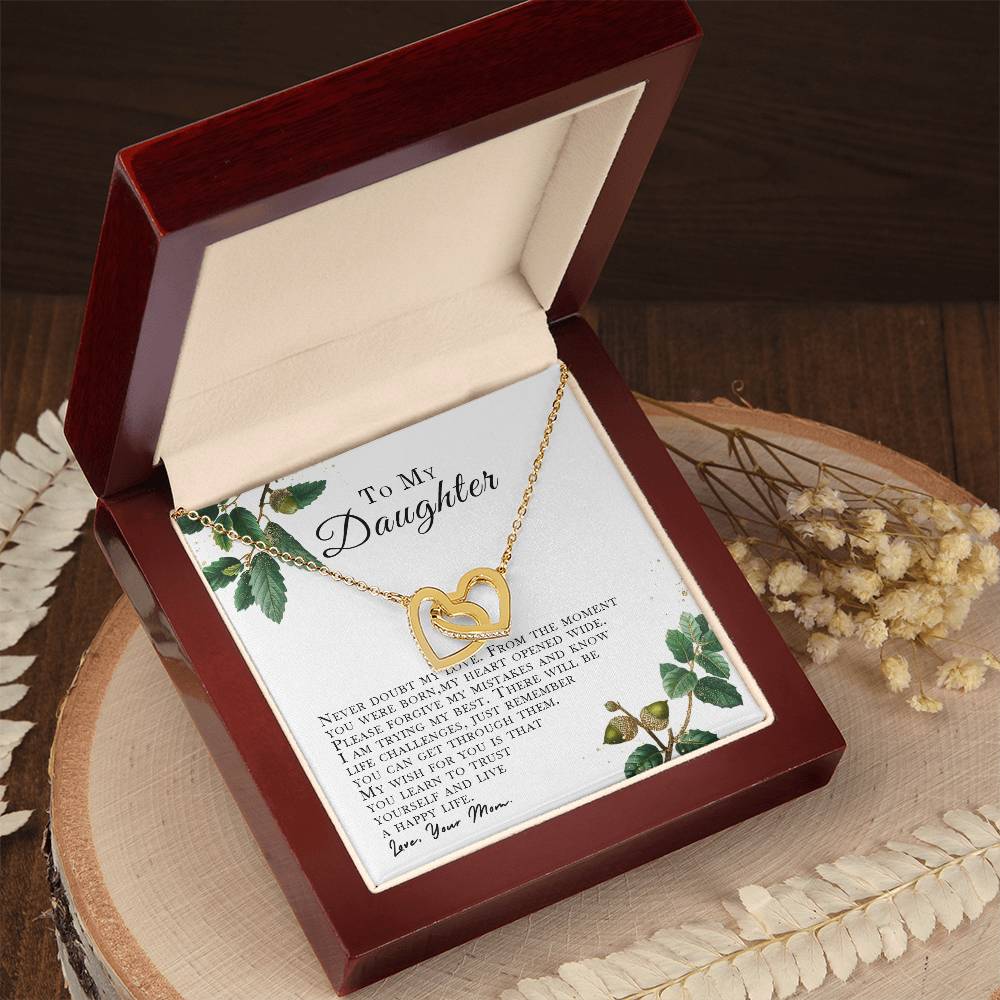 I Will Love You Forever Daughter Gift From Mom. Interlocking Hearts Necklace