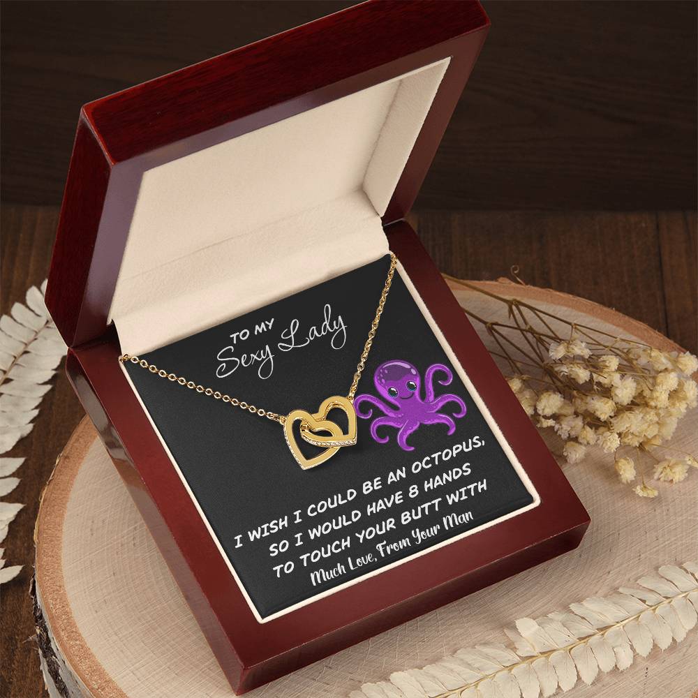 To My Sexy Lady - I Wish I Had 8 Hands - Love Necklace Interlocking Hearts Necklace