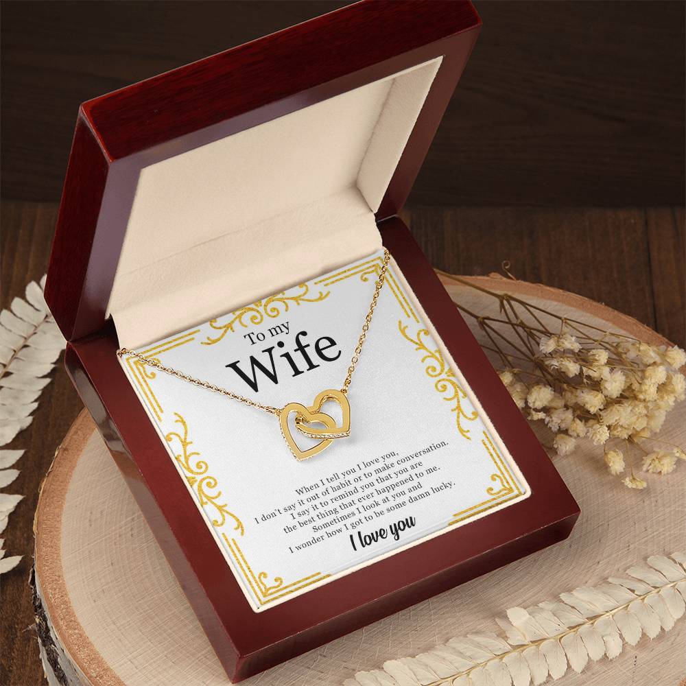 To My Wife - Two Hearts In Love Interlocking Hearts Necklace