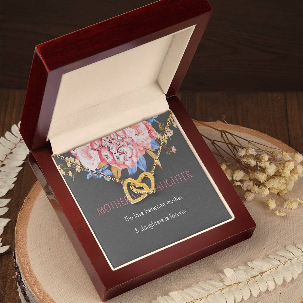 Mom 2 Daughters Necklace Mothers Day Jewelry Gift Interlocking Hearts Necklace