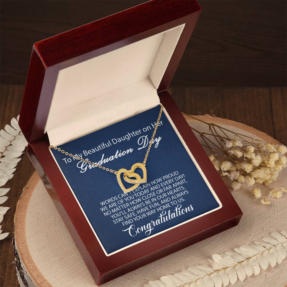 To My Daughter - Graduation Proud Interlocking Hearts Necklace