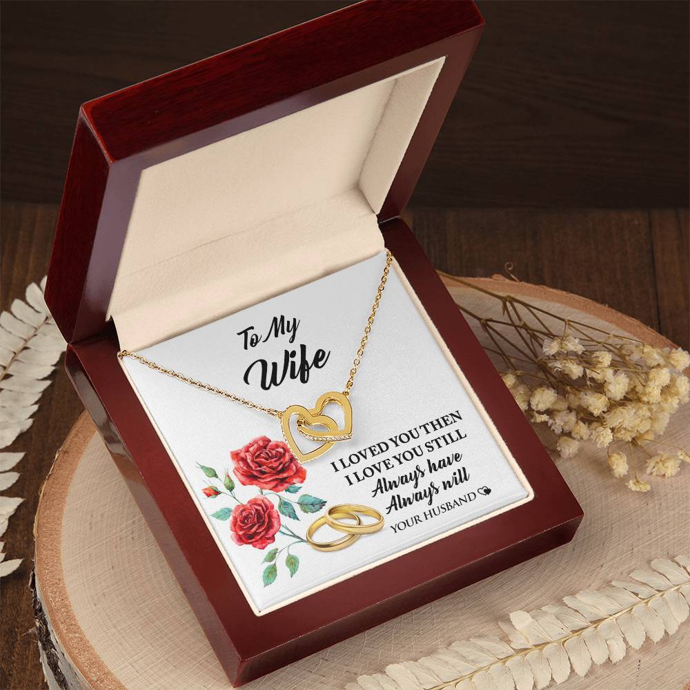 Perfect Gift For Wife! She Will Love It! Interlocking Hearts Necklace