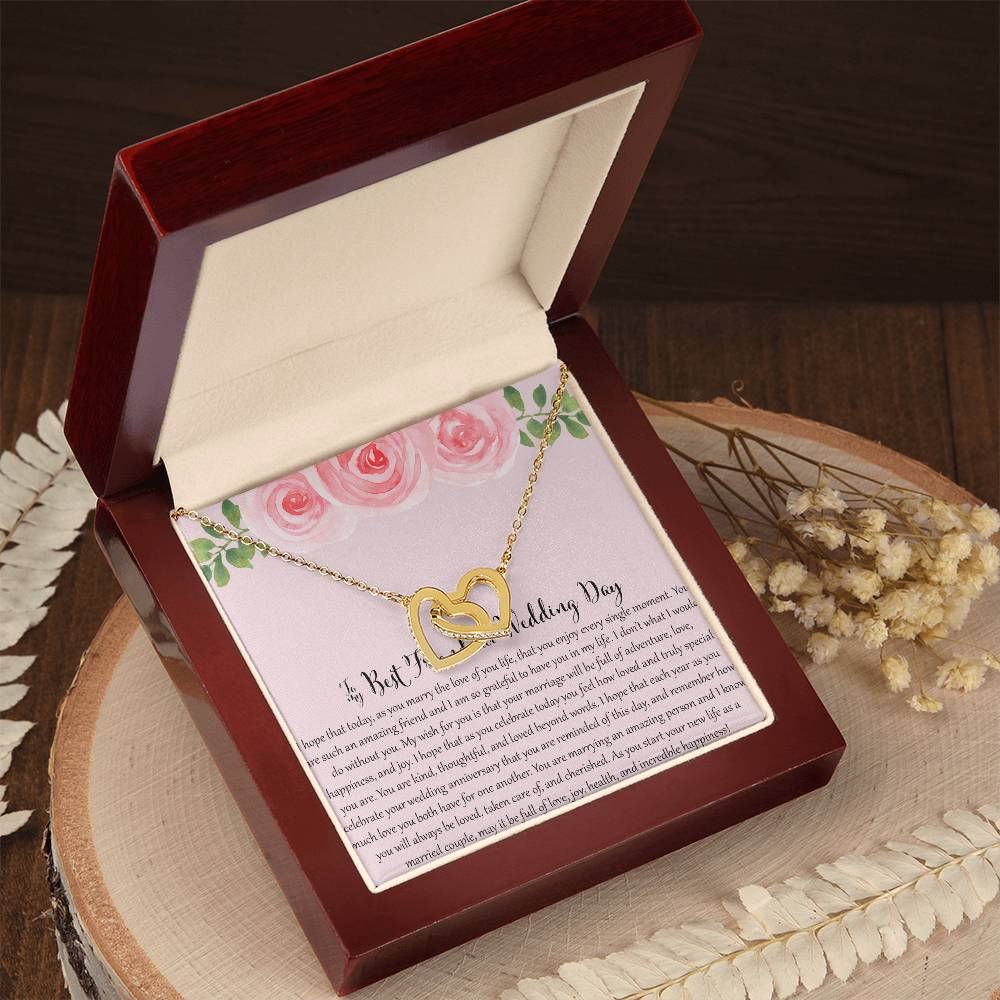 To My Bestfriend On Her Wedding Day - Floral Interlocking Hearts Necklace