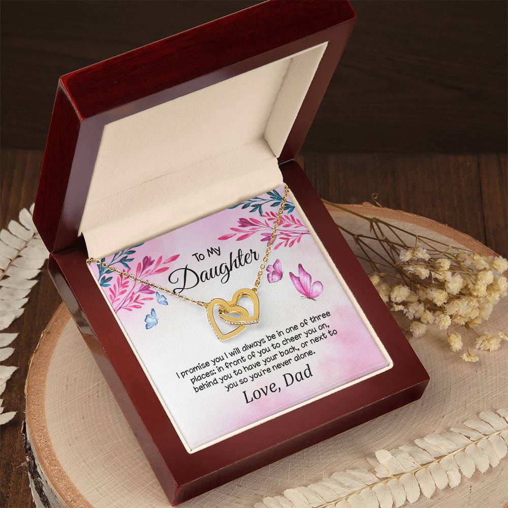 To My Daughter Your Never Alone Interlocking Hearts Necklace Love Dad