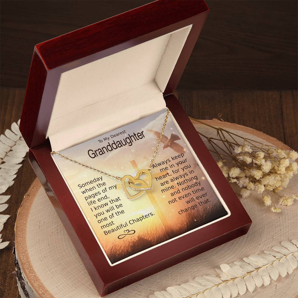 To My Granddaughter – Heart Melt Message Interlocking Heart Necklace💓 Interlocking Hearts Necklace