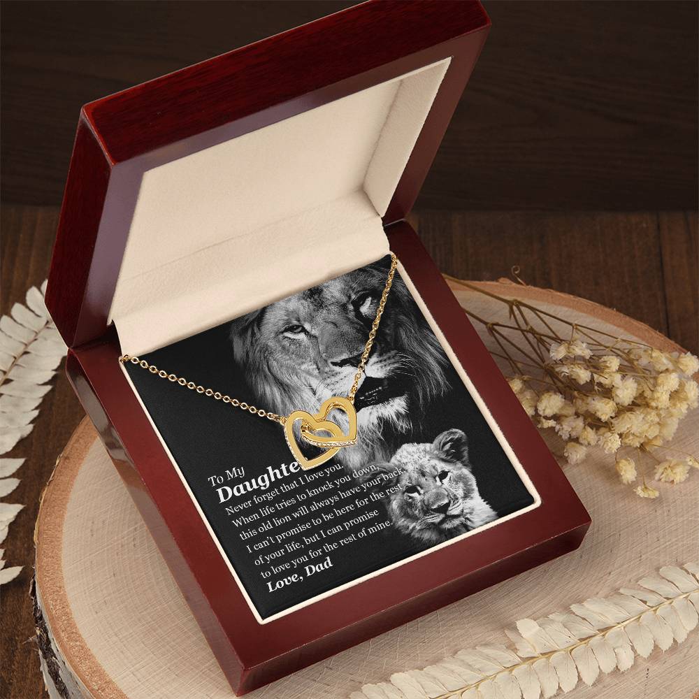 Selling Out Fast To My Daughter - This Old Lion Will Always Have Your Back Interlocking Hearts Necklace