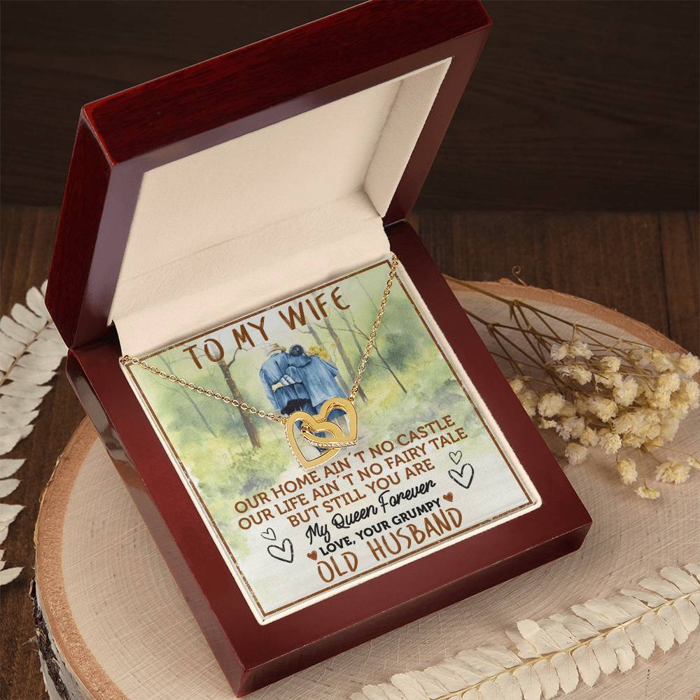 To My Wife - My Queen Forever Interlocking Hearts Necklace