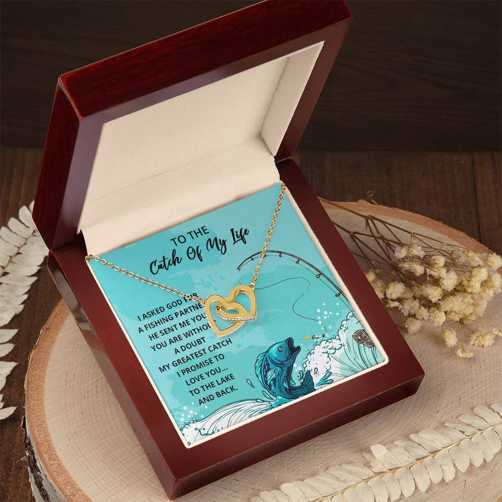 Wife Gift Wife Necklace Infinity Fishing Theme Anniversary Gift For Wife Catch Of My Life Interlocking Hearts Necklace