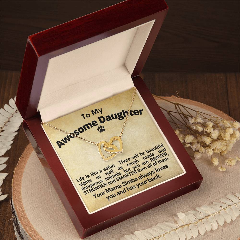 Awesome Daughter Linked Hearts Necklace Gift From Mom Interlocking Hearts Necklace