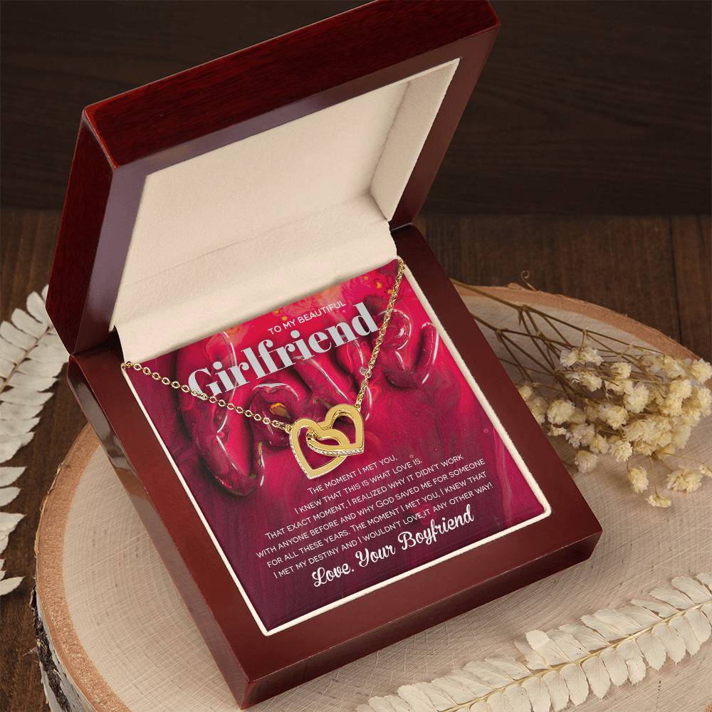 Two Hearts Necklace For Girlfriend - God Saved Me For You Interlocking Hearts Necklace