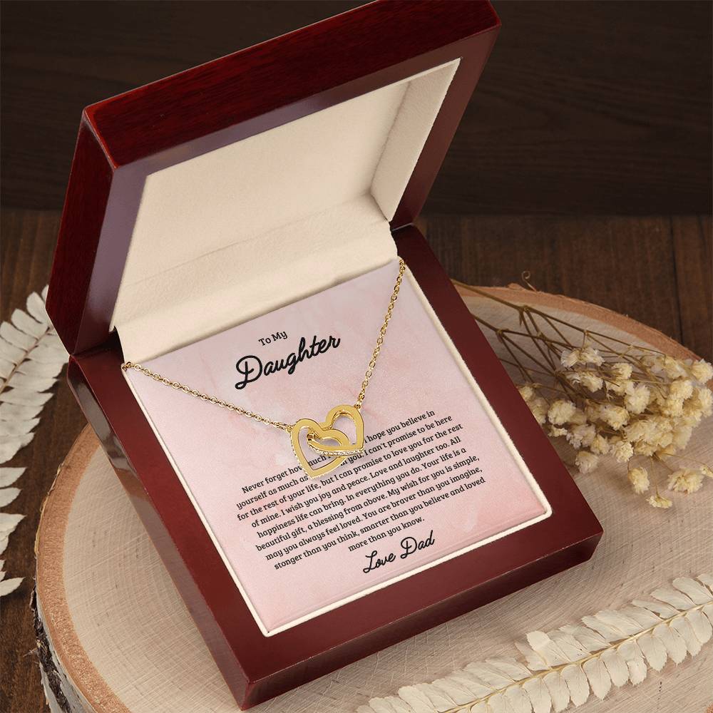 To My Daughter Joy & Peace From Dad Interlocked Hearts Necklace Interlocking Hearts Necklace