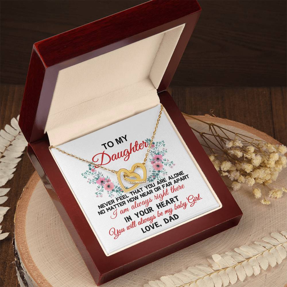 To My Daughter - Love Dad Interlocking Hearts Necklace