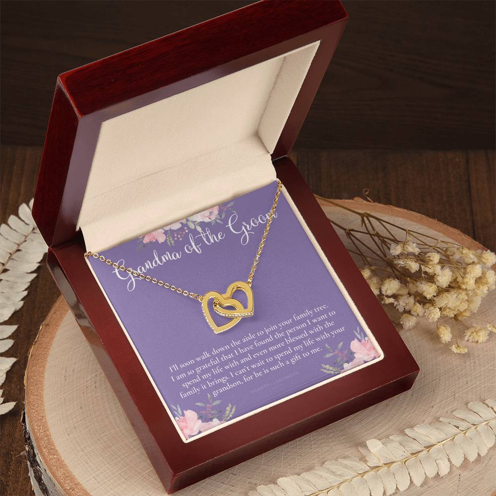Grandmother Of The Groom Gift Necklace Grandma Wedding Gift Nana Bridal Shower Rehearsal Dinner Thank You Gift Interlocking Hearts Necklace