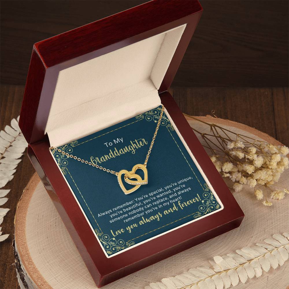 To My Granddaughter-You Are Special And Unique Interlocking Hearts Necklace