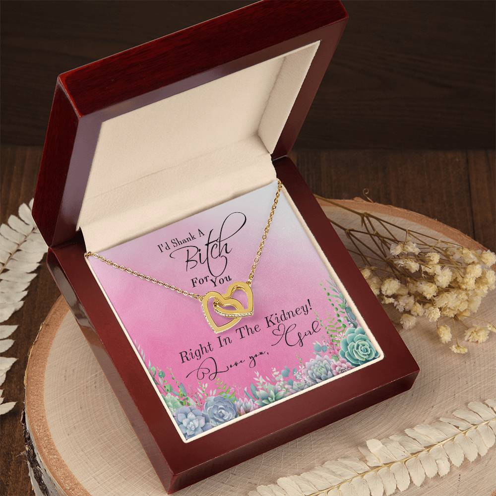 Interlocked Hearts Necklace Gift For Best Friendsister - Funny Message Card - Great Birthday Day Gift Interlocking Hearts Necklace