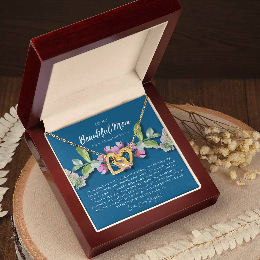 Mother Of The Bride Necklace Jewelry Gift From Bride To Mom Gift From Daughter On Wedding Day Gift For Mother On Wedding Day Interlocking Hearts Necklace