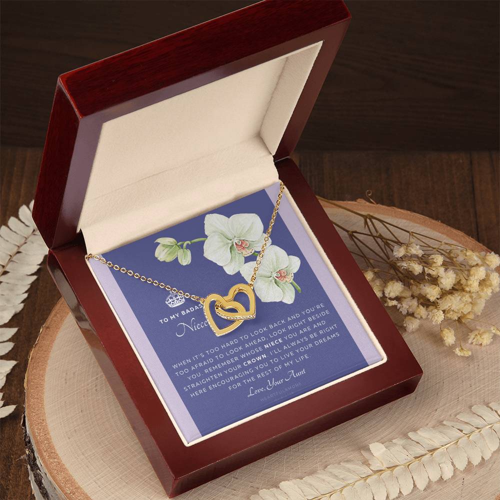 To My Niece Live Your Dreams Necklace Gift For Niece From Aunt Niece Birthday Graduation Christmas Present Interlocking Hearts Necklace