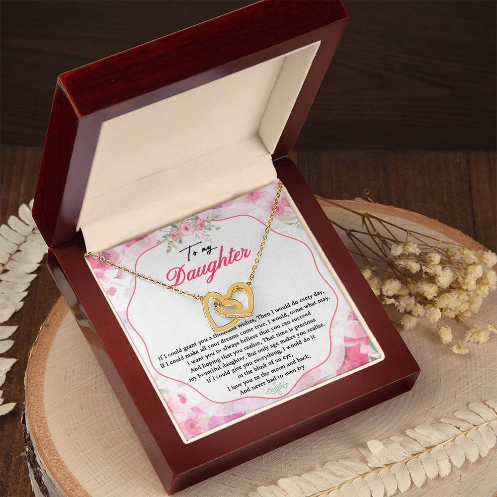 To My Daughter Necklace Wishes For My Daughter Poem Interlocking Hearts Necklace