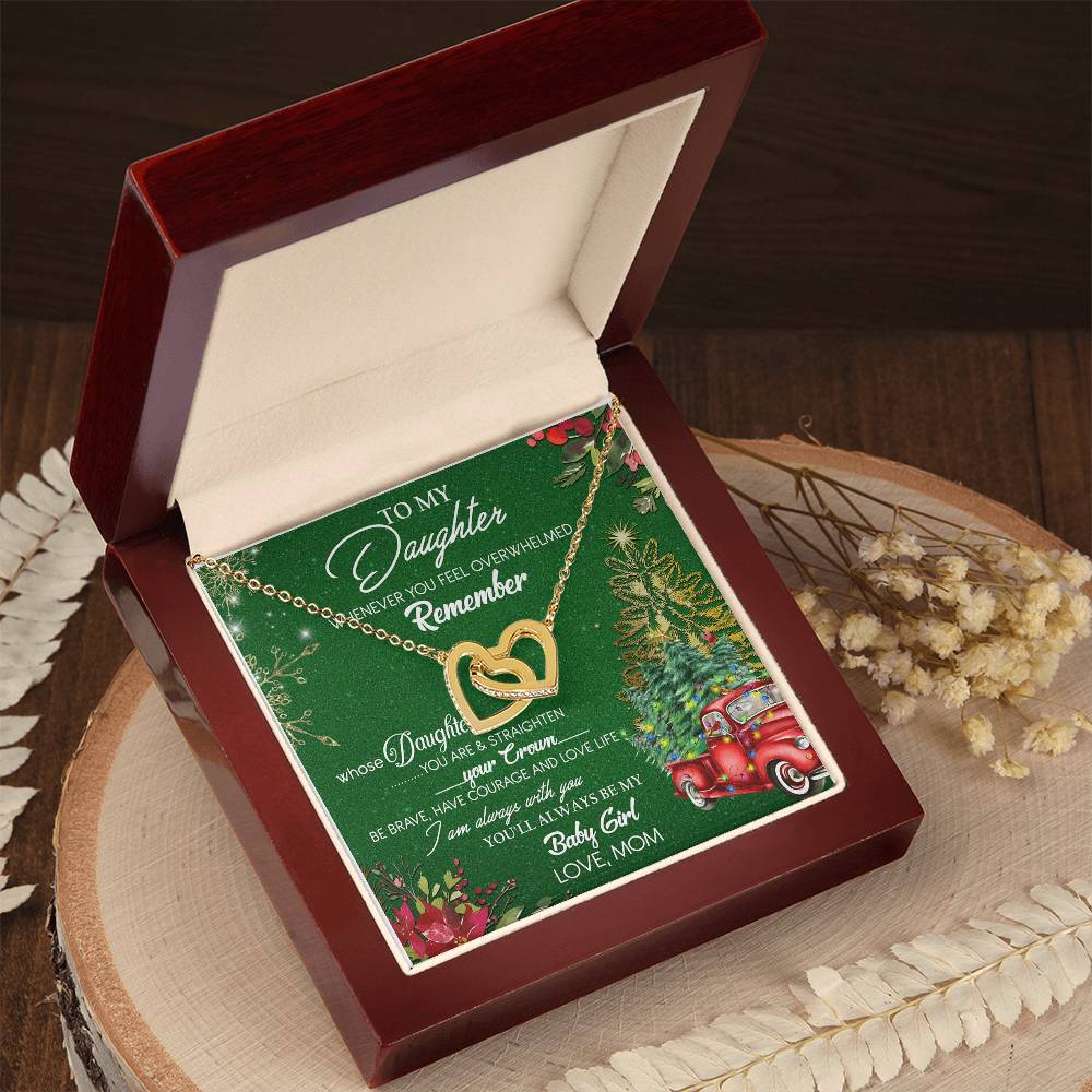 To My Daughter My Baby Girl Interlocking Hearts Necklace Christmas Message Card Gift From Mom