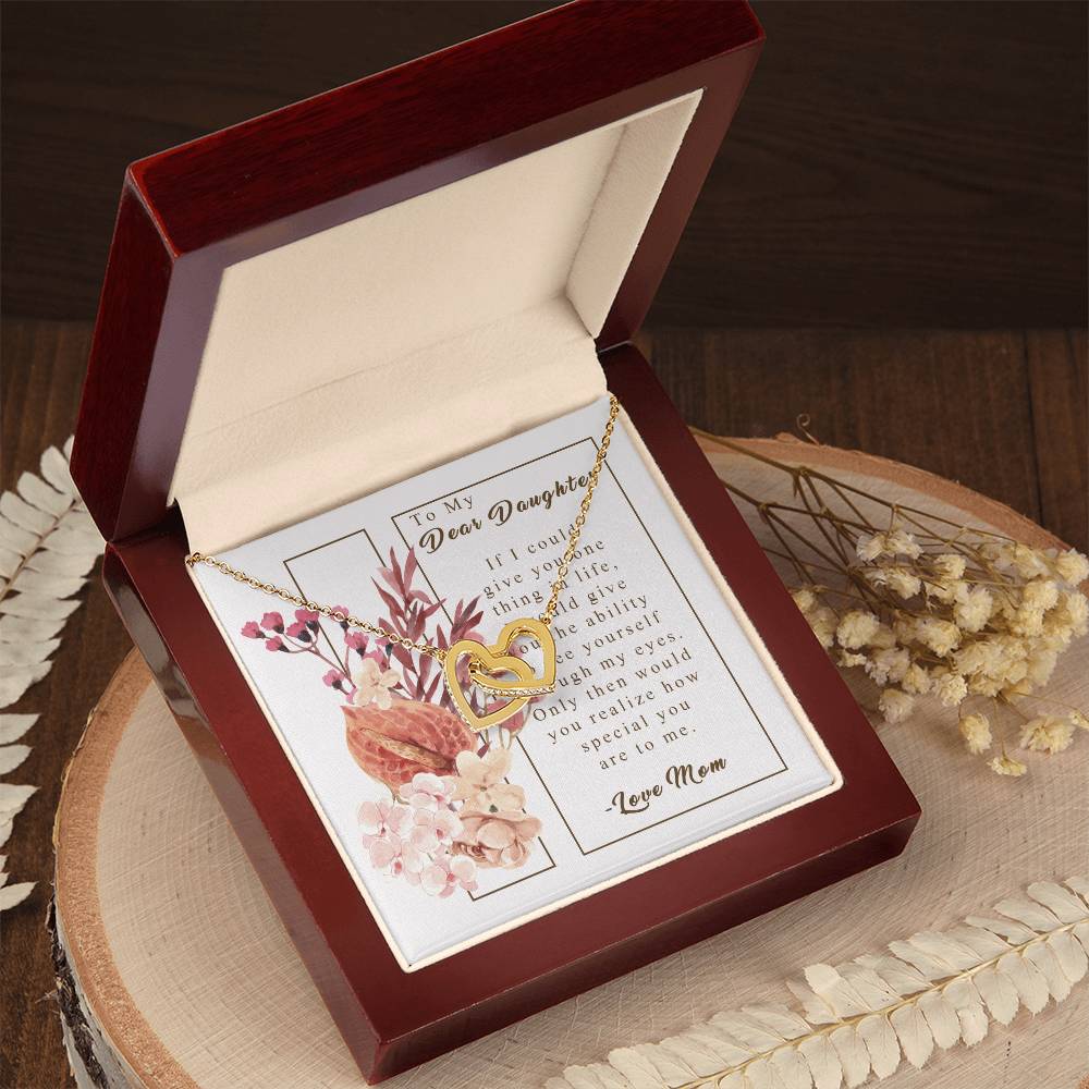 To My Daughter - Through My Eyes - Necklace Interlocking Hearts Necklace