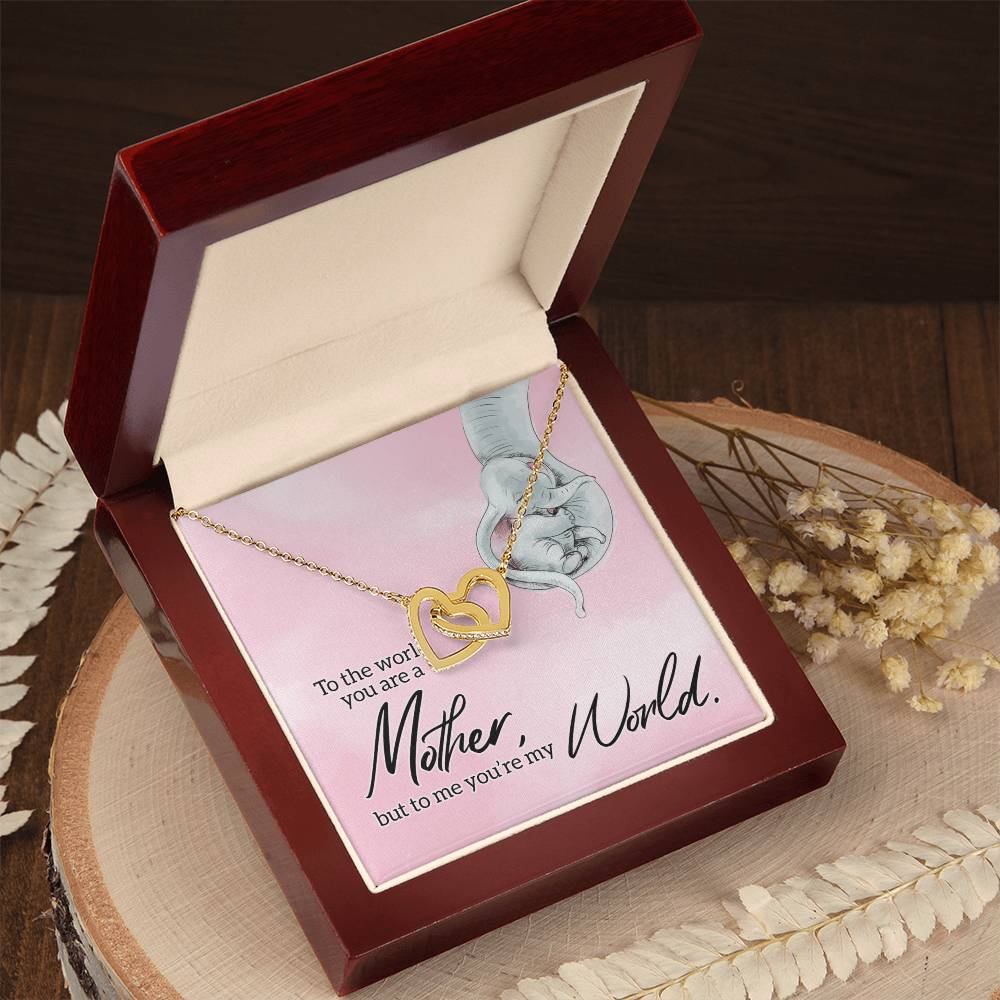 To My Mother - You’Re My World - Interlocking Necklace Interlocking Hearts Necklace