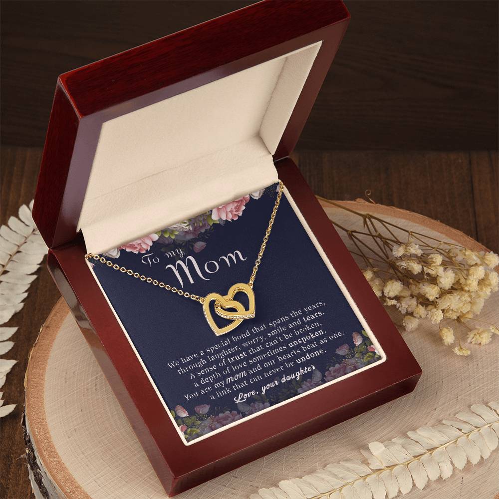 To My Mom Gift For Mother'S Day Interlocking Hearts Necklace