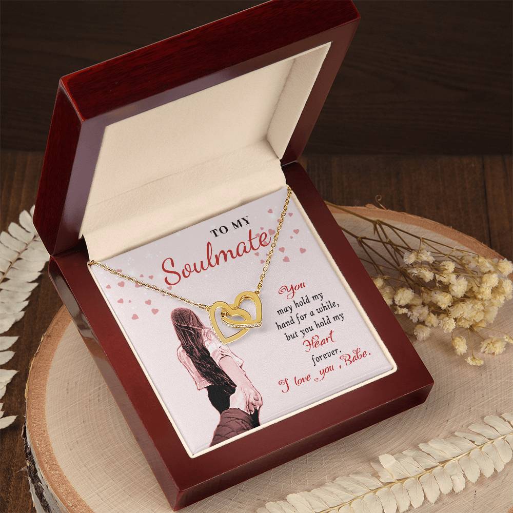 To My Soulmate - Interlocking Necklace - I Love You Babe Interlocking Hearts Necklace