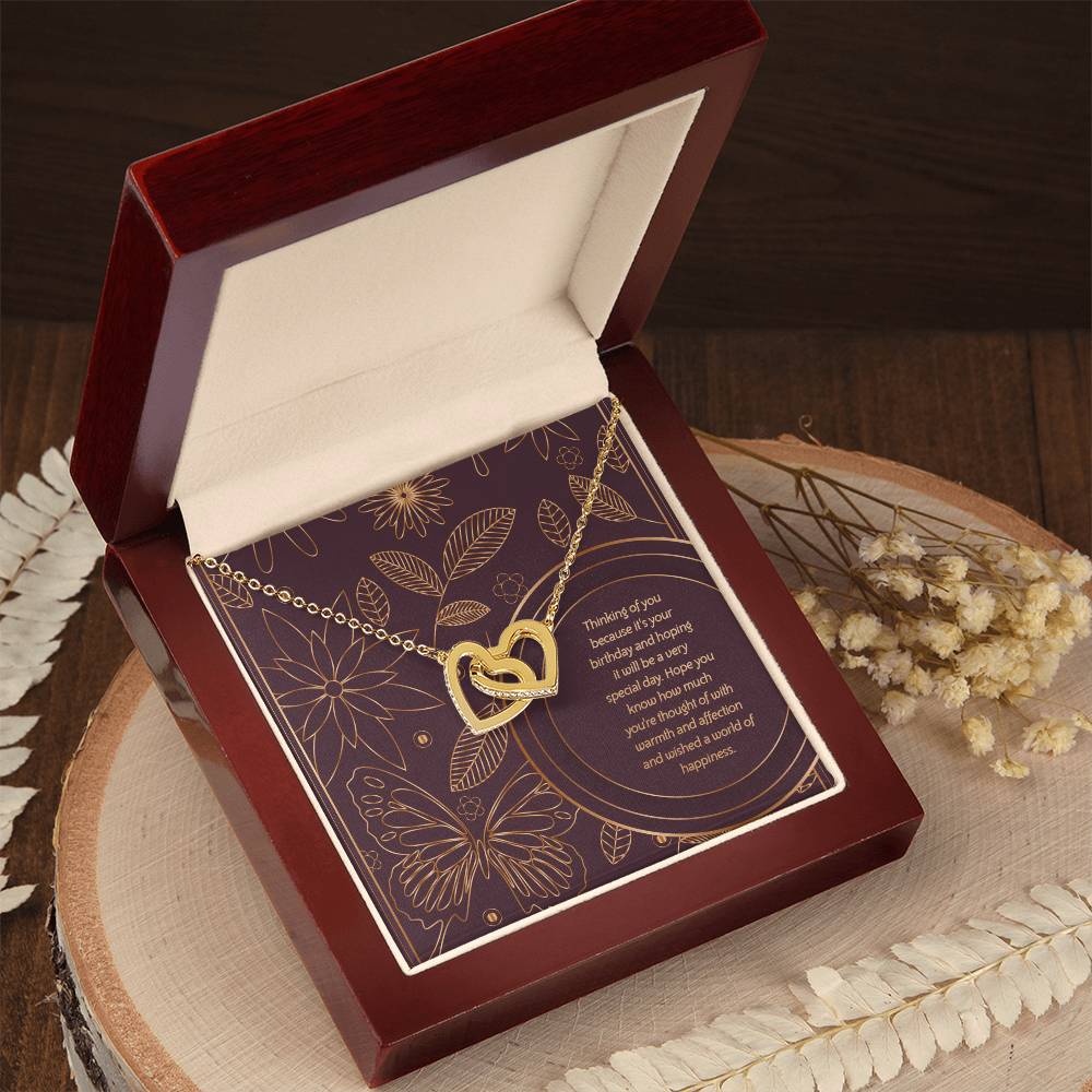 Birthday Edition Wishing You A World Of Happiness Mom! - Interlocking Hearts Necklace