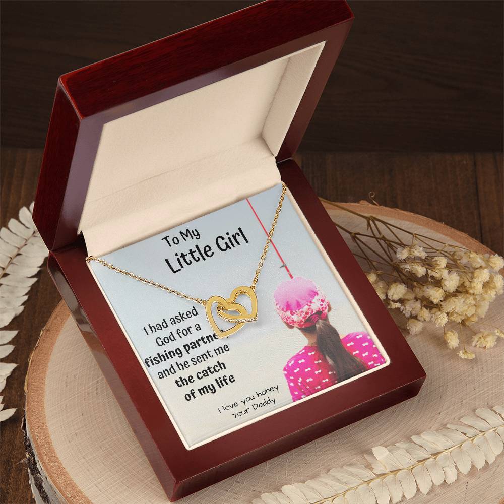 To My Little Girl Interlocking Heart Necklace With Message Card Interlocking Hearts Necklace