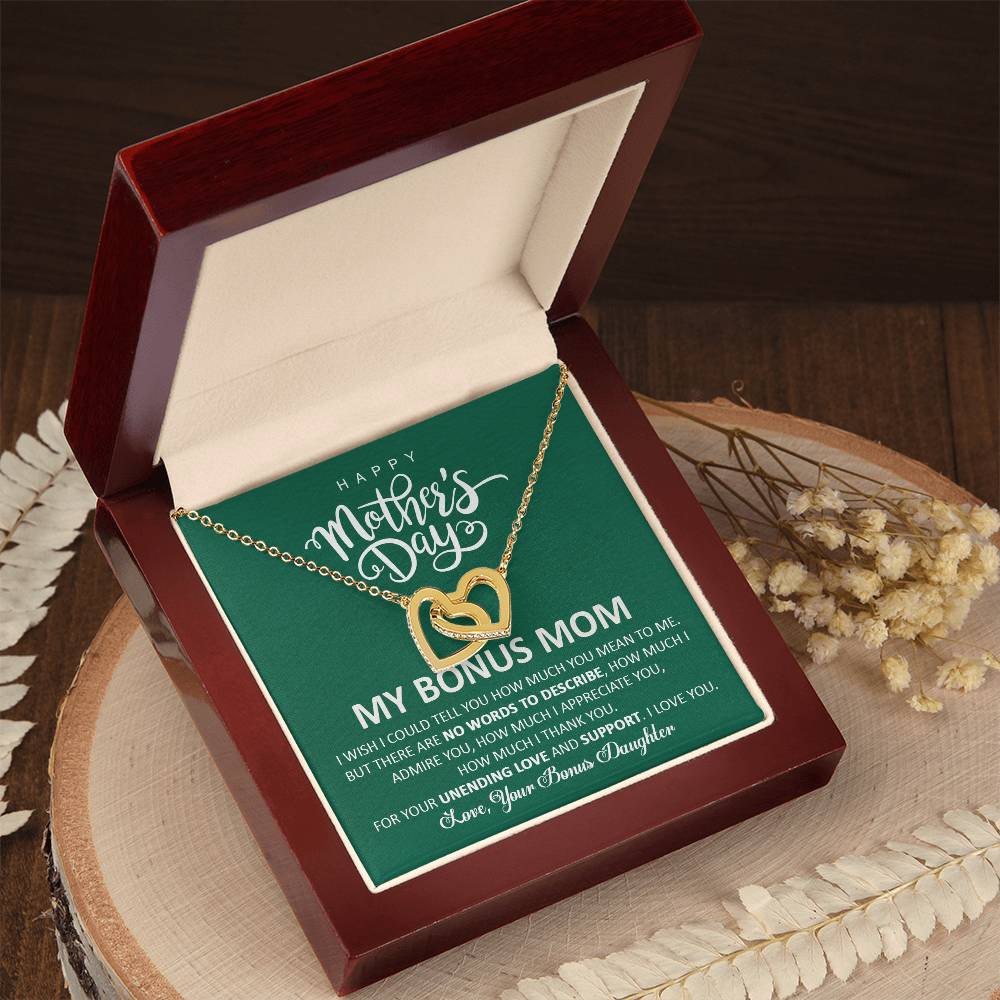 Happy Mother'S Day My Bonus Mom - Interlocking Heart Necklace Interlocking Hearts Necklace