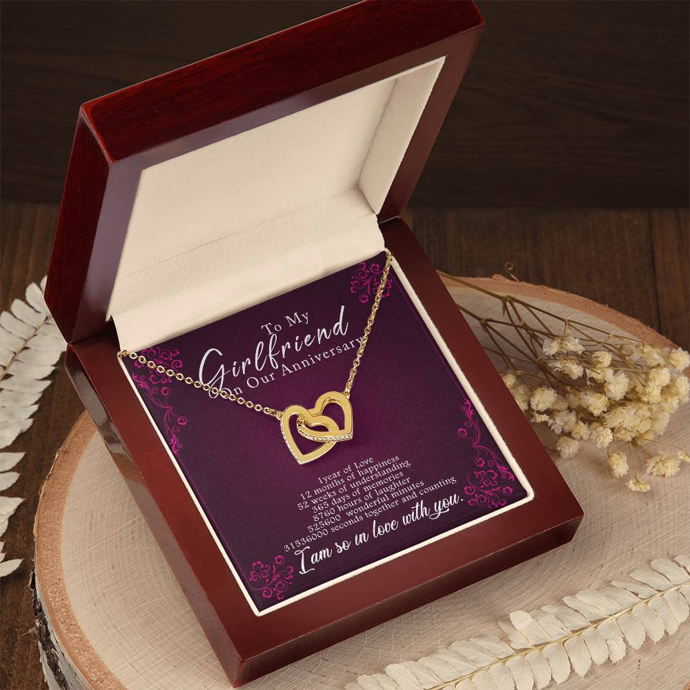 1 Anniversary Girlfriend Interlocking Hearts Necklace