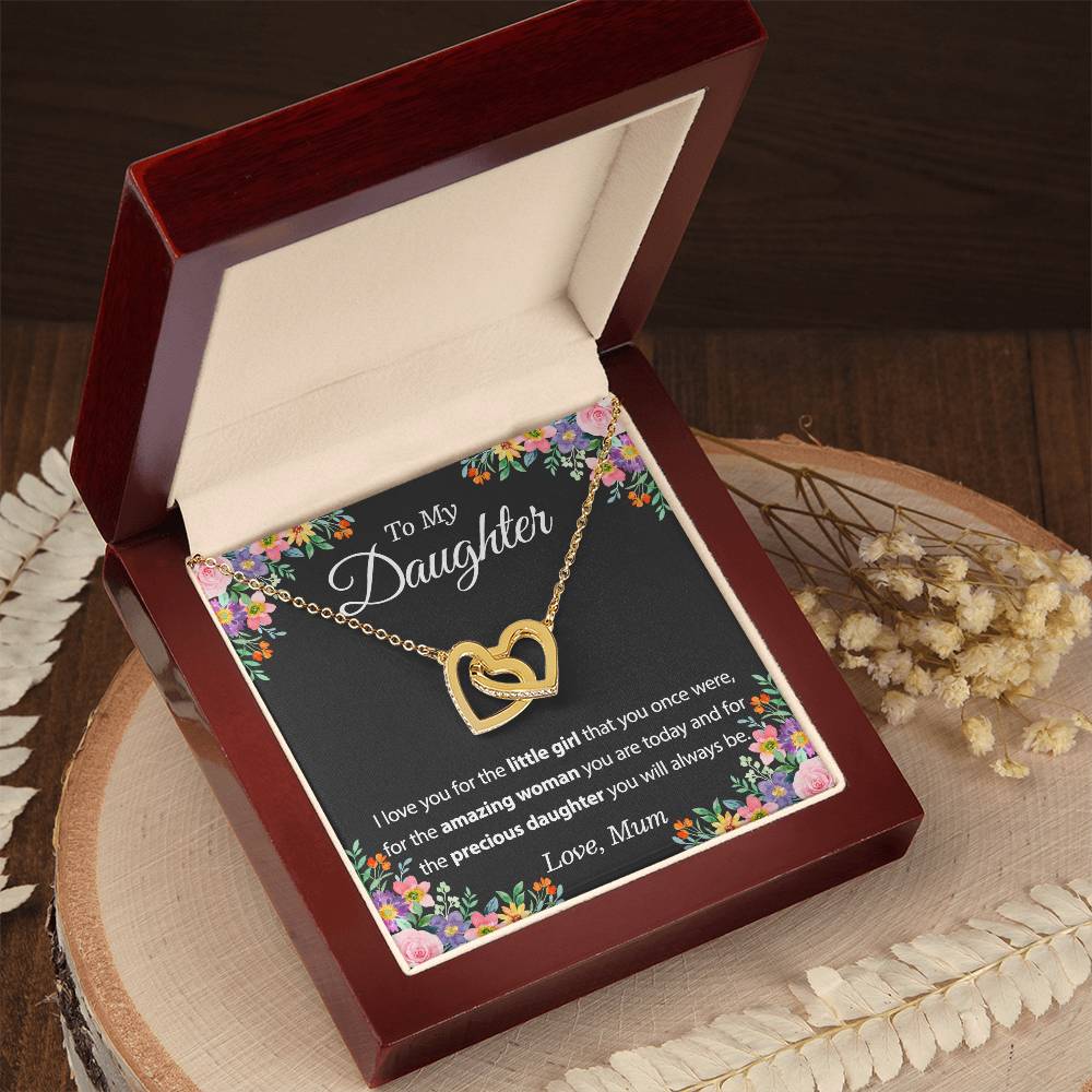 To My Daughter Necklace From Mum - To My Daughter Necklace From Dad Interlocking Hearts Necklace