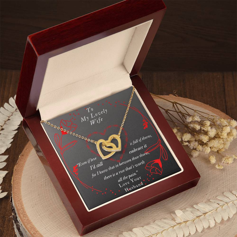 To My Lovely Wife-Two Interlocked Heart Necklace Pendant Interlocking Hearts Necklace