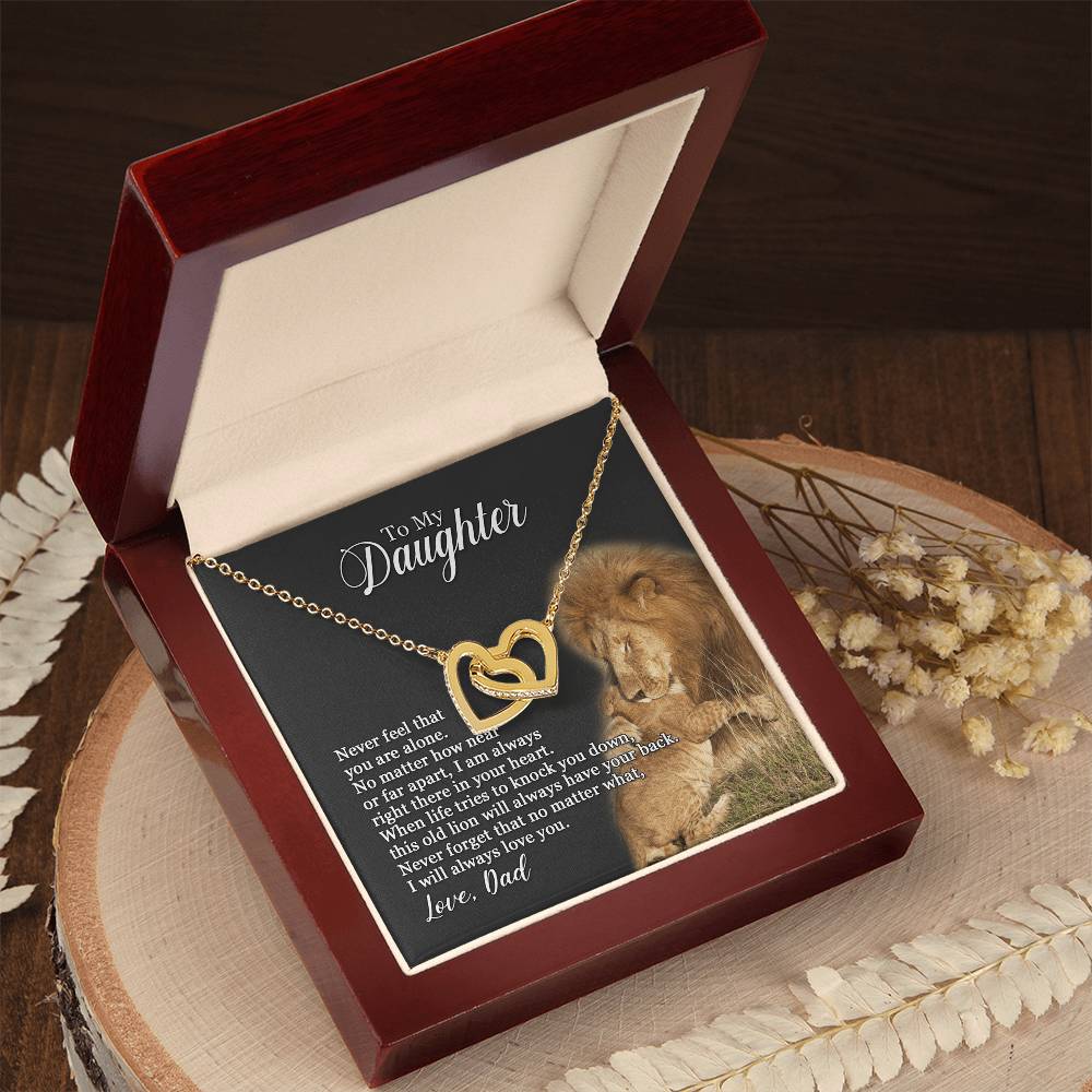 To My Daughter - I Will Always Love You - Necklace Interlocking Hearts Necklace