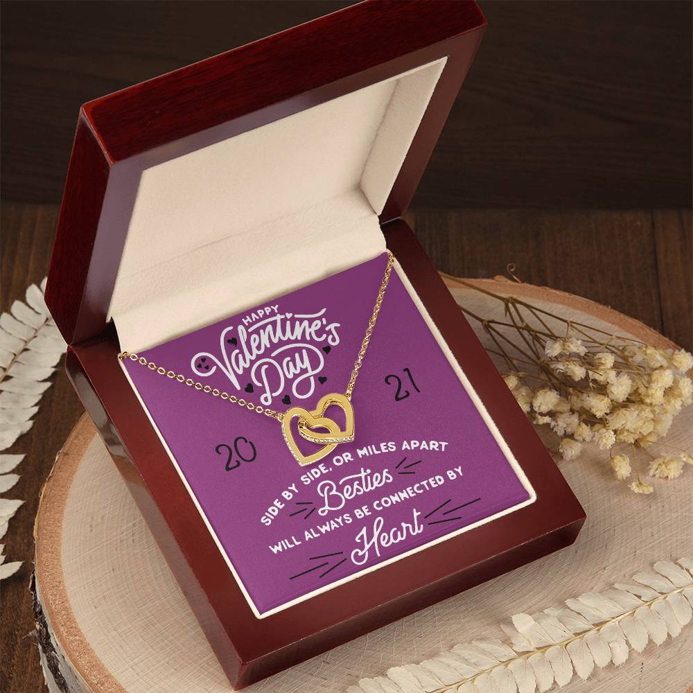 Besties Will Always Be Connected By Heart Interlocking Hearts Necklace